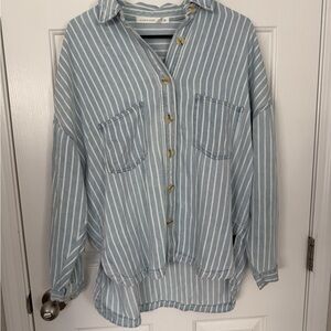 Altar'd State Blue and White Striped Shirt